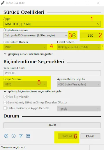 Rufus Bölüm Düzeni Seçimi